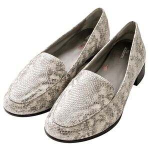 Ros Hommerson Regan Loafers Womens 8.5N Snake Print Leather Comfort Shoes Silver